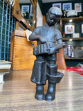 Mid-Century Soviet Military-Style Boy Statue – Spelter Figurine with ‘KICA’ Mark