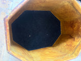 Octagonal Hand-Painted Toleware Tea Caddy with Floral Design