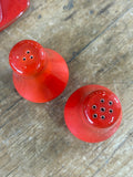Vintage 1970s West German Pottery Breakfast Set – Butter Dish, Jam Pot, Salt & Pepper Shakers, 6 Egg Cups – Retro Red Glaze