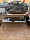 Large 1970s smoked glass and chrome coffee table vintage modern design