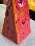 1970s West German Fat Lava Twisted Ceramic Vase | Rare Chunky Red Glaze, VGC