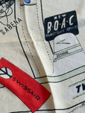 1950s Silk Airline Travel Scarf with Suitcase and Airline Logos