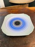 1930s Art Deco Shelley Harmony Ware Cake Plate – Square Porcelain with Banded Design