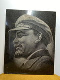 Marble tile with etched Lenin portrait