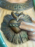 Sacred Heart chest detail on large vintage plaster Jesus statue
