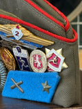 Vintage 1970s Soviet “Pilotka” Souvenir Cap with Badges & Pins
