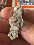 Antique Victorian Sterling Silver & Gold Floral Brooch, Birmingham 1886