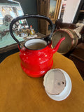 Mid-century enamel kettle with lid removed showing interior