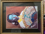 Framed original vintage print of ‘The Fan’ by Cecil Beall