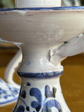 Pair of Vintage Italian Ceramic Chamberstick Candle Holders – Hand Painted