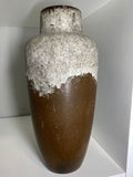 Vintage West German brown and white lava pottery vase