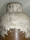 Vintage West German brown and white lava pottery vase