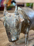 Vintage Patinated Metal Sacred Cow Figurine – Small Decorative Sculpture