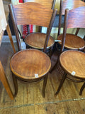 Set of 4 Antique Fischel Bentwood Bistro Chairs, Early 20th Century, Czech — Art Nouveau Cafe Dining Chairs
