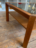 Mid-Century Teak & Smoked Glass Coffee Table – Stylish Retro Design