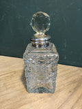 Art Deco Cut Glass Perfume Bottle with Silver Mount – 1930s Vintage
