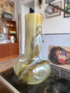 Large Mould-Blown Glass Vase in Swirled Earth Tones – 33.5cm