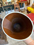 Interior view of West German vase showing brown glaze with water marks 