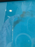 Close-up of upper left blue sky area of Soviet Navy poster showing minor surface marks and creasing consistent with age, noted as condition detail​​​​​​​​​​​​​​​​