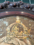 Large Victorian Portrait Print of Queen Victoria, Oval Carved Mahogany Frame, Diamond Jubilee Era, c.1897