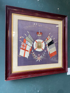 World War One framed embroidered Royal Navy silk