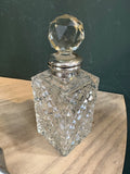 Art Deco Cut Glass Perfume Bottle with Silver Mount – 1930s Vintage