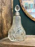 Antique Cut Glass Perfume Bottle with Sterling Silver Collar