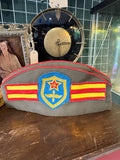 Back of Soviet Pilotka hat with aviation insignia patches