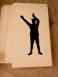 Semaphore flash card showing soldier signalling position