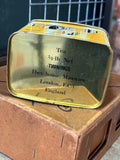 Vintage Twinings Tea Tin – 1950s/60s Yellow Storage Tin with Chrome Tea Set Graphics