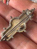 Antique Victorian Sterling Silver & Gold Floral Brooch, Birmingham 1886