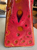 West German Fat Lava vase, close-up front view showing glaze texture and bubbled surface.