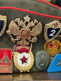 Vintage 1970s Soviet “Pilotka” Souvenir Cap with Badges & Pins