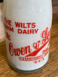 Rare 1960s Vintage Milk Bottle – Wilts Farm Dairy Shop Display Piece