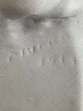 Stamped signature and date detail on Lenin bust, porcelain