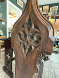 Antique Gothic Revival Carved Oak Lectern, 19th Century Ecclesiastical Church Furniture with Tracery Panels and Carved Finials