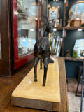 Art Deco Marble Mantel Clock with Stag Garniture – 1930s