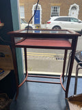 Edwardian Mahogany Bijouterie Display Table – Velvet-Lined Jewellery Cabinet with Bevelled Glass Top