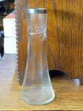 Glass bud vase with silver collar