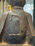 Close-up of sealed consecration panel on back of antique Chinese figure