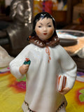 Lomonosov “Northern Girl with Flower” (Yakut Girl) Porcelain Figurine – Made in Russia, 20 cm