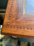 Edwardian Mahogany Bijouterie Display Table – Velvet-Lined Jewellery Cabinet with Bevelled Glass Top