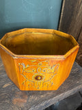 Octagonal Hand-Painted Toleware Tea Caddy with Floral Design
