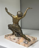 Art Deco spelter dancer on marble base