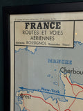 Vintage French Wall Map – “Routes et Voies Aériennes”, Éditions Rossignol, Mid-Century