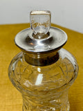 Edwardian pressed glass scent bottle with sterling silver neck