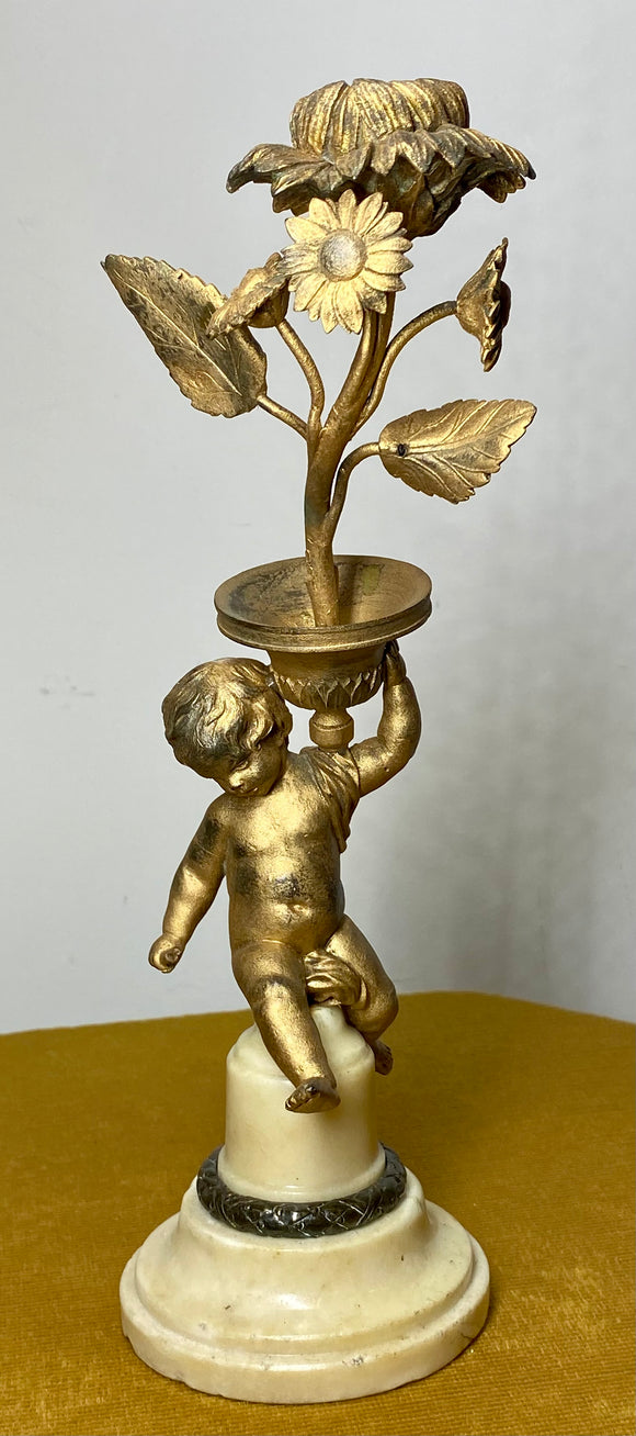 Antique French cherub candle holder