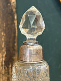 Antique Cut Glass Perfume Bottle with Sterling Silver Collar