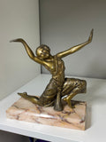 Art Deco spelter dancer on marble base