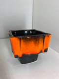 Vintage Lugthart Gouda Drip Glaze Pottery Plant Pot – Orange & Brown